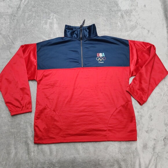 USA Olympics Quarter Zip Sweater Men’s Red Blue London Pullover Size XL - Picture 1 of 15